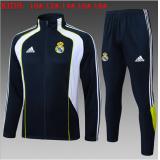 Chándal Real Madrid 2025/26 (Dark Bule with white Long zipper) - NIÑOS